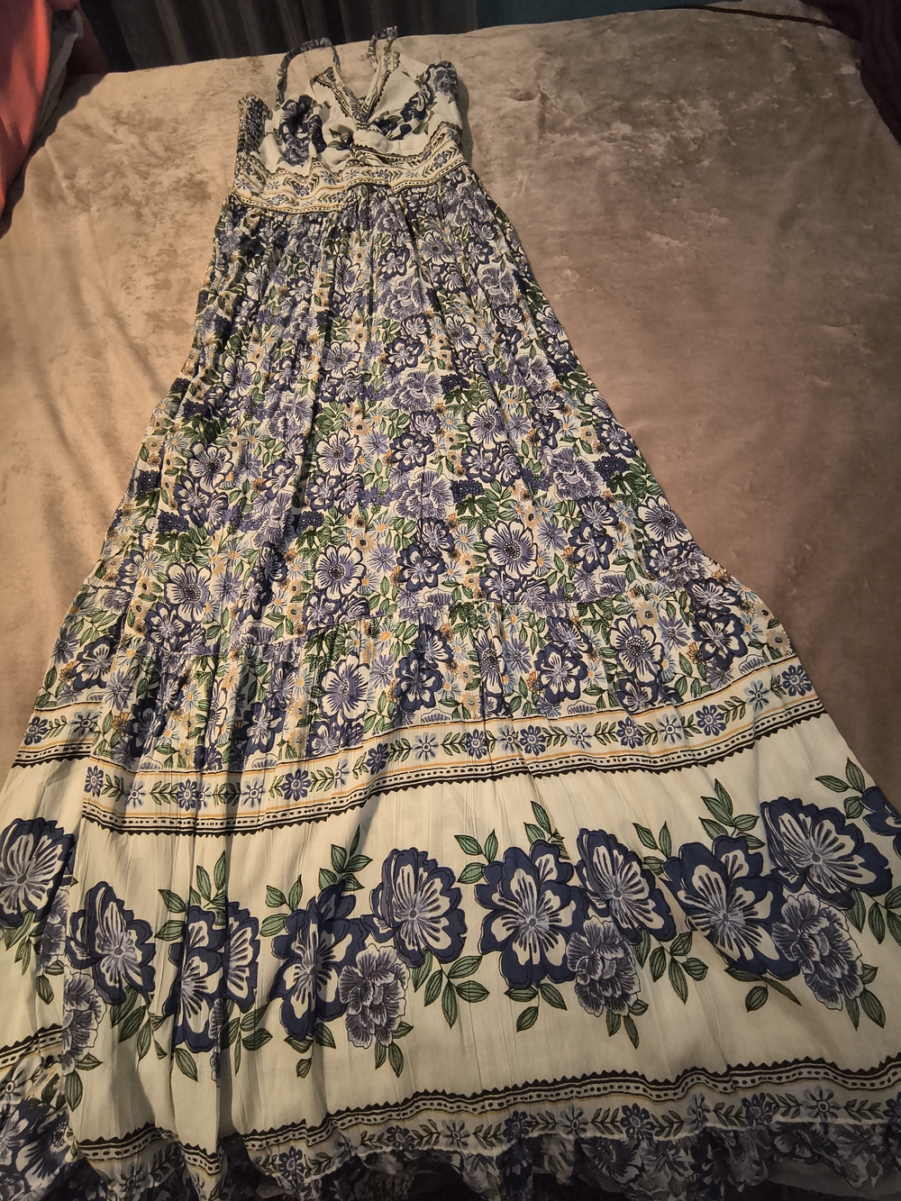 Women’s Blue Floral Maxi Skirt -